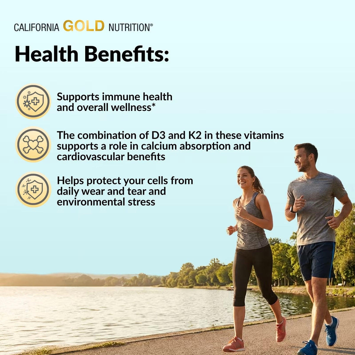 California Gold Nutrition Vitamin D3 + K2 MK-7 – 180 Capsules