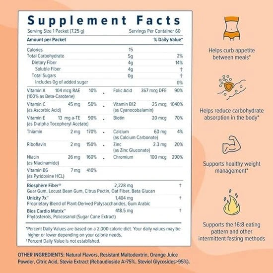 Unicity Balance Natural Orange – Carb Control & Digestive Support (30 Packets)