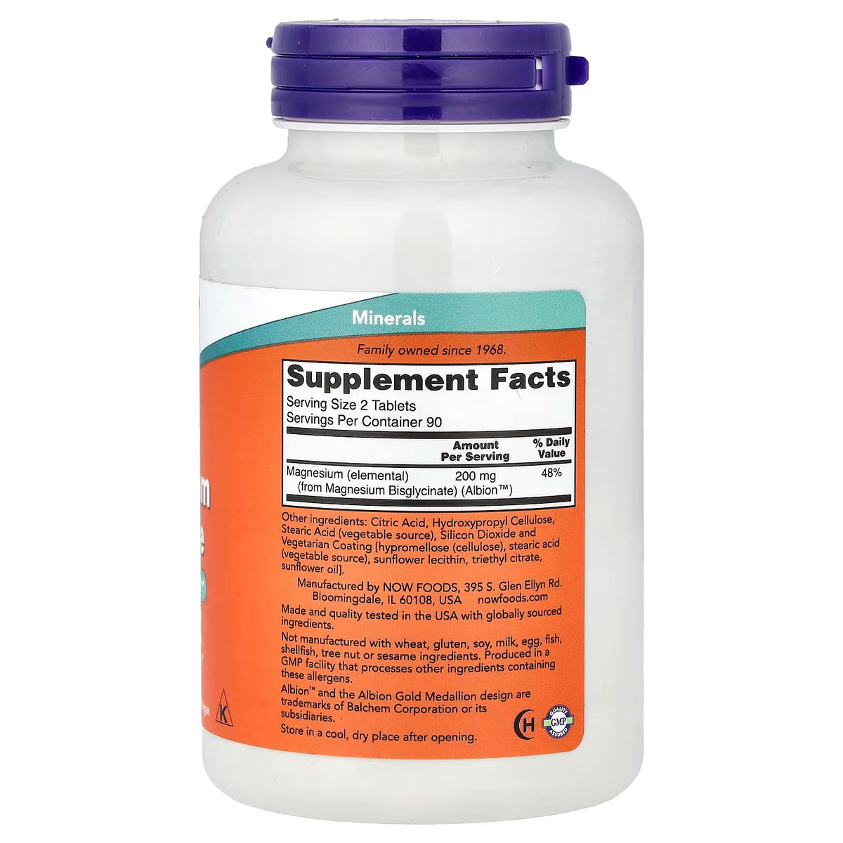 NOW Foods Magnesium Glycinate – 180 Tablets