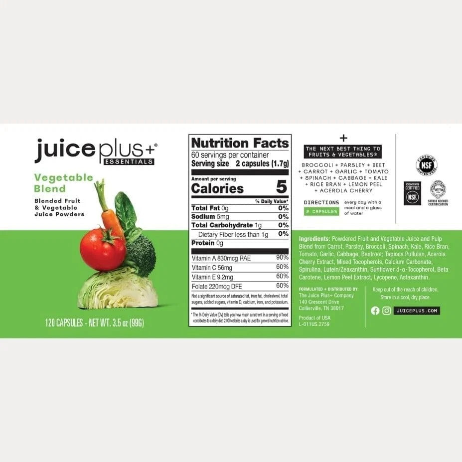 JuicePlus+ Fruit & Vegetable Blend Capsules – 120 Servings Whole Food Nutrition