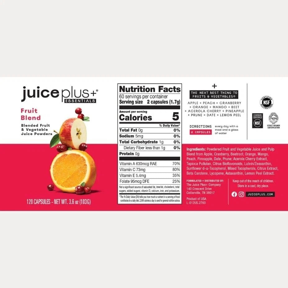 JuicePlus+ Fruit & Vegetable Blend Capsules – 120 Servings Whole Food Nutrition