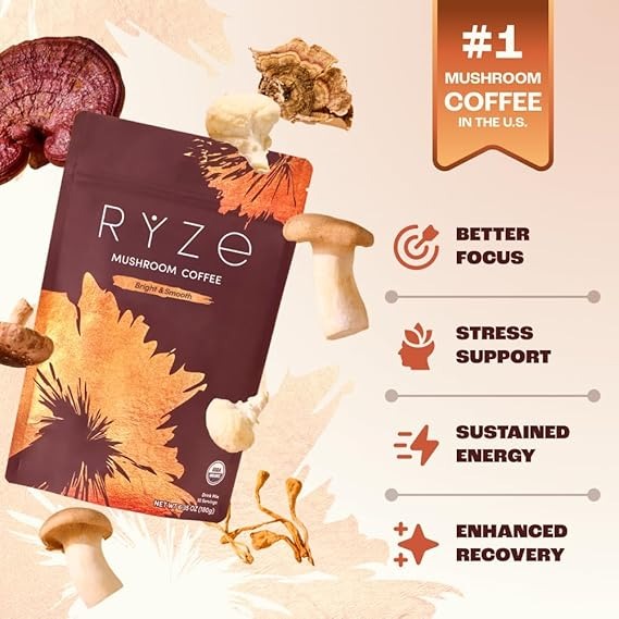 RYZE Mushroom Coffee – Organic Energy Blend (Medium Roast)