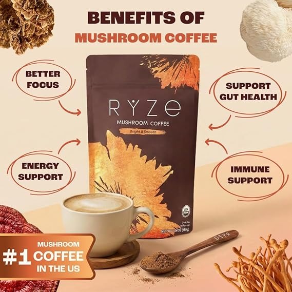 RYZE Mushroom Coffee – Organic Energy Blend (Medium Roast)