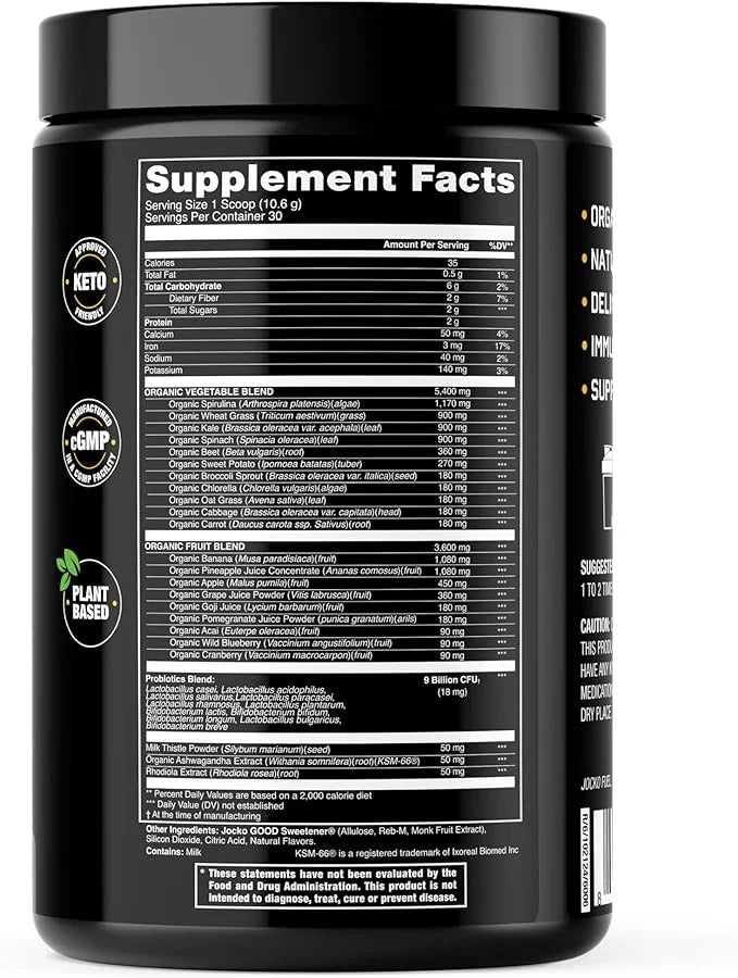 Jocko Fuel Daily Greens – Gut & Immune Support (30 Servings)