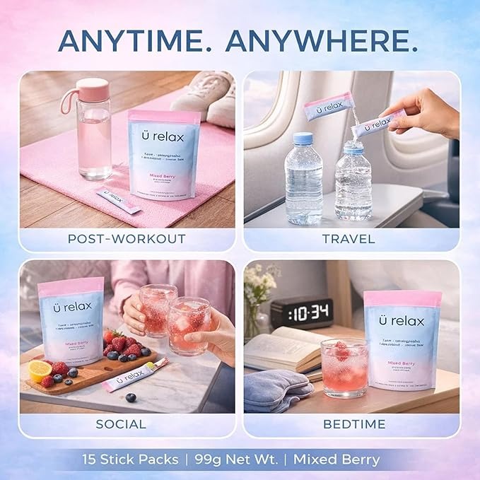 Relax Calming Drink – Natural Calm Powder Drink | Mixed Berry Flavors, 15 Packets